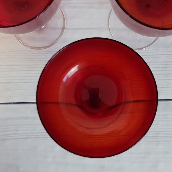 Colony glass Saturn pattern red clear twist stem Set of 12 sherbert glasses - Picture 3 of 7